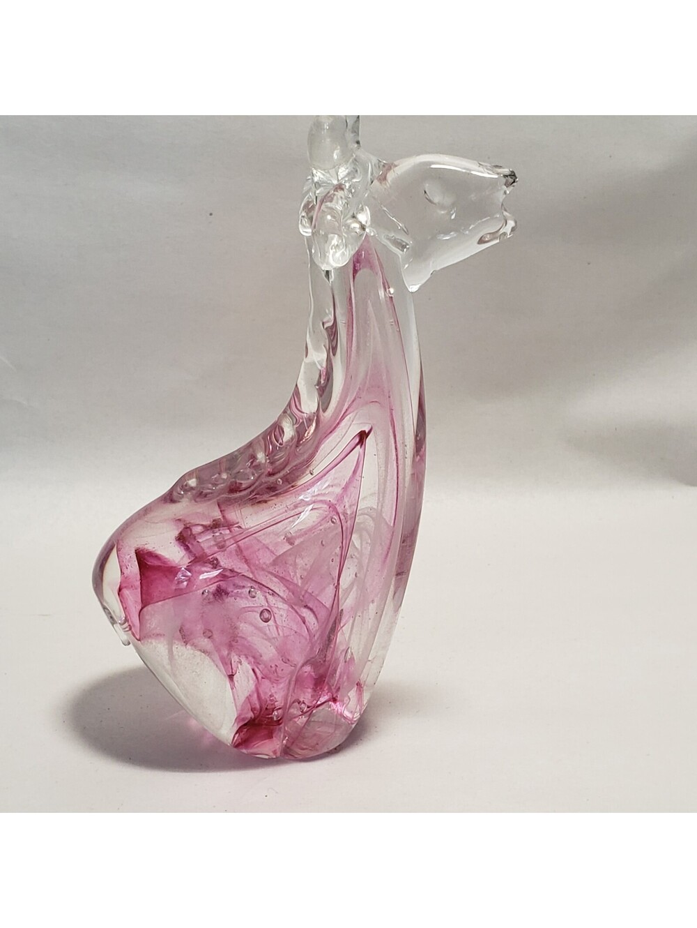 Art Glass Figurine Dynasty Gallery Giraffe Blown Glass Pink & Clear Paperweight